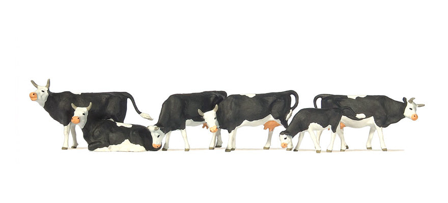 Preiser 73013 OO Scale Cows Animal Figure Set, 6-Pack