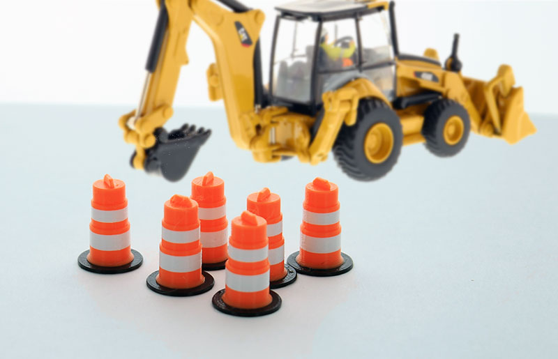 3D To Scale 87-105-OR 1/87 Traffic Barrels, Orange 6-Pack