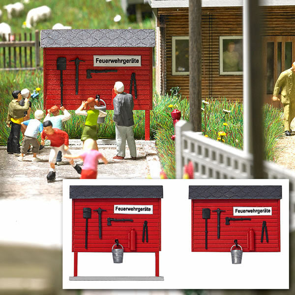Busch 1176 HO Scale Wooden Fire Fighting Tool Emergency Board -- Laser-Cut Wood Kit