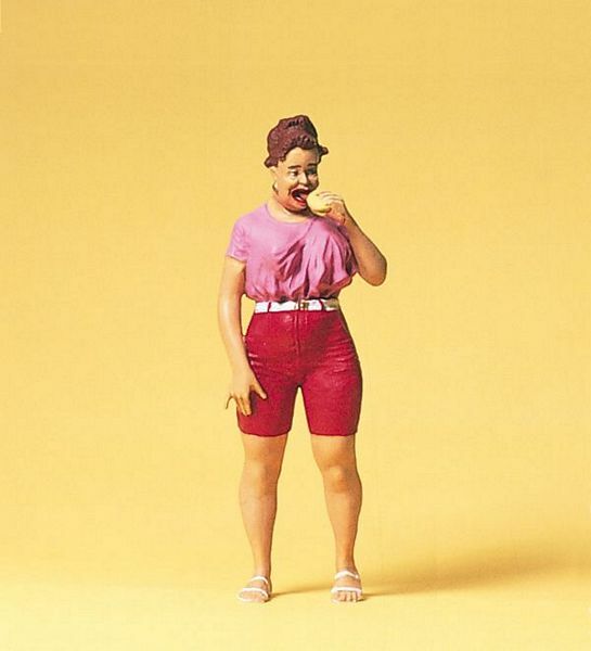 Preiser 45502 G Scale Pedestrians Woman w/Hot Dog