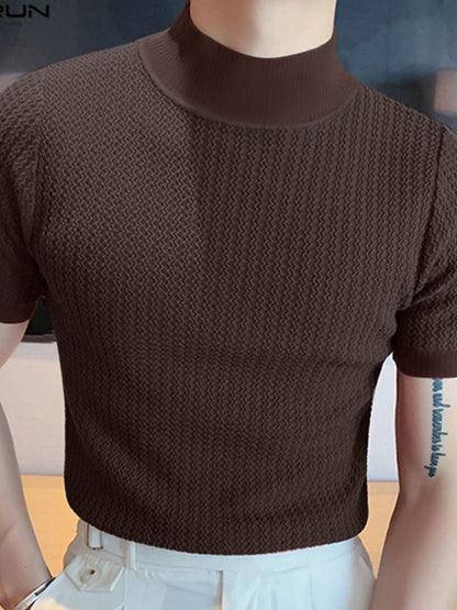 Men's Full Size Mock Neck Short Sleeve T-Shirt Plus Size