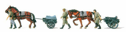 Preiser 16576 HO Scale Former German Army WWII Horse-Drawn Transport