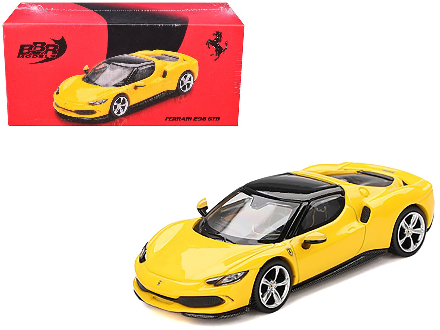 Ferrari 296 GTB Giallo Modena Yellow with Black Top 1/64 Diecast Model Car by BBR  free shipping USA
