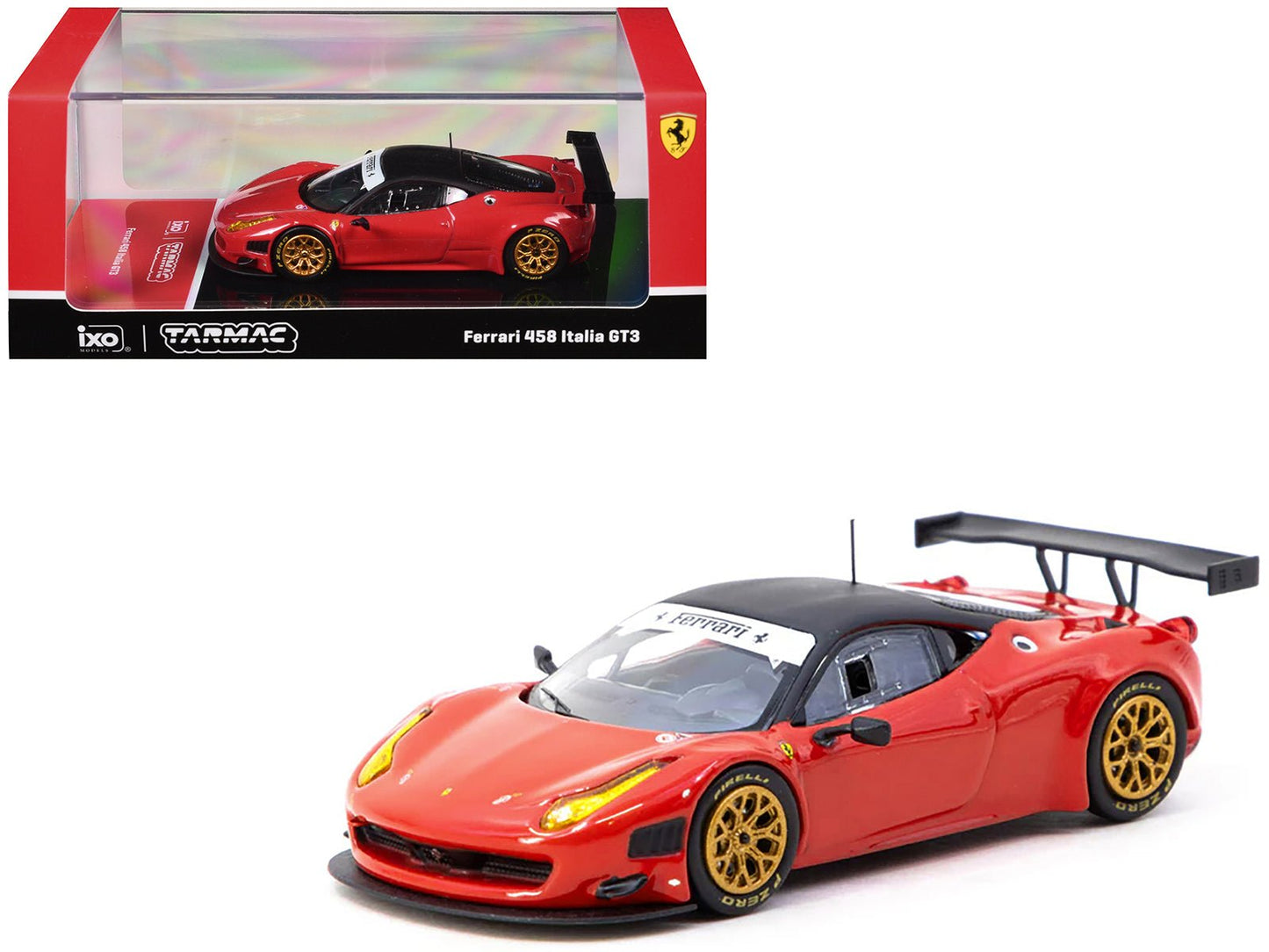 Ferrari 458 Italia GT3 Red with Black Top "Road64" Series 1/64 Diecast Model Car by Tarmac Works  free shipping USA