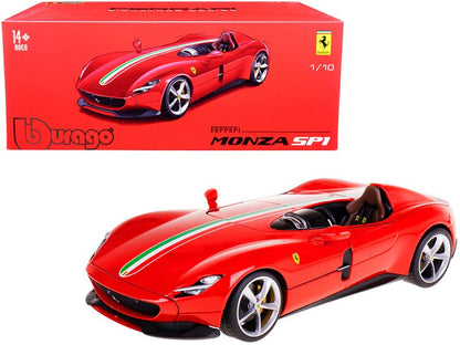Ferrari Monza SP1 Red with Italian Flag Stripes "Signature Series" 1/18 Diecast Model Car by Bburago  free shipping USA