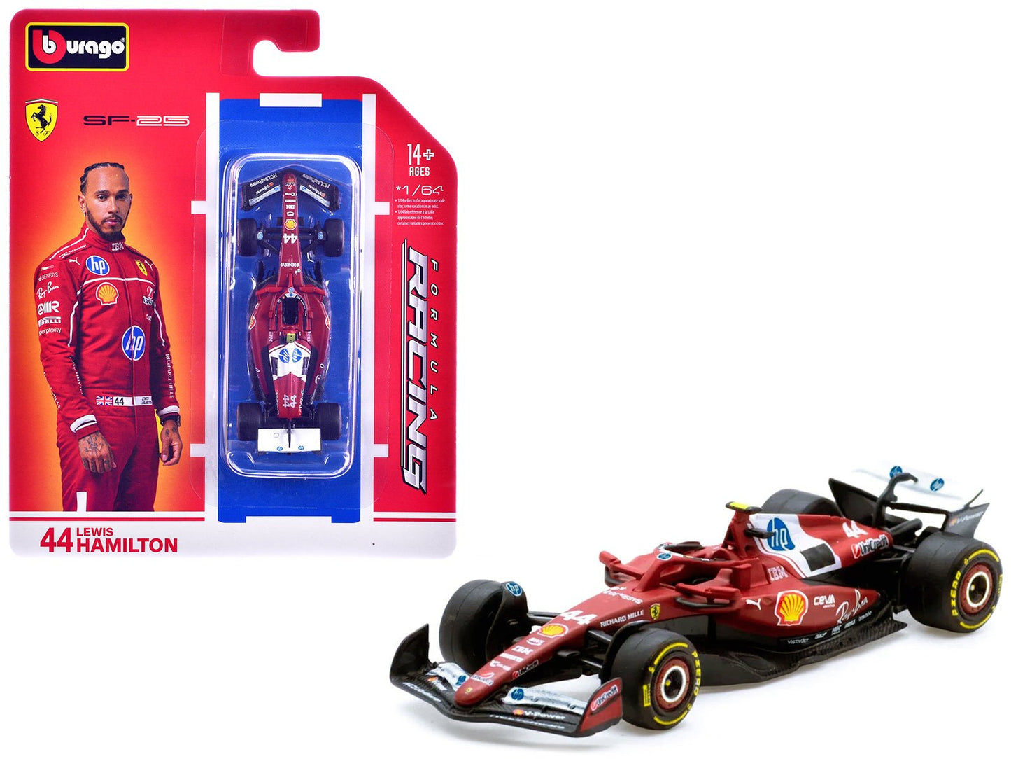 Ferrari SF-25 #44 Lewis Hamilton Formula One F1 World Championship (2025) "Formula Racing" Series 1/64 Diecast Model Car by Bburago  free shipping USA