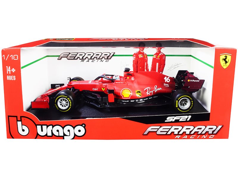 Ferrari SF21 #16 Charles Leclerc Formula One F1 Car "Ferrari Racing" Series 1/18 Diecast Model Car by Bburago  free shipping USA