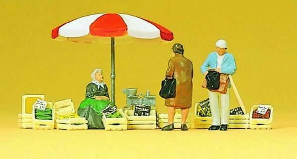 Preiser 10337 HO Scale Vendors Market Stall