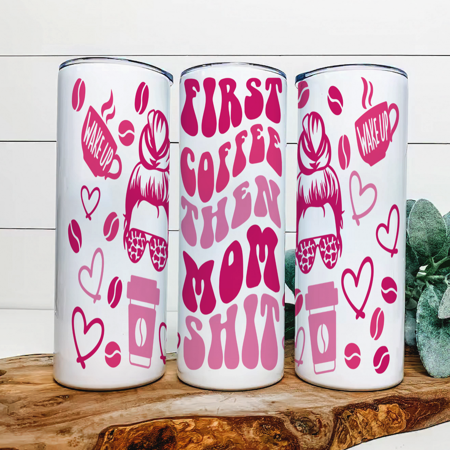 First Coffee Then Mom Shit|Skinny Tumbler|Optional Bluetooth Speaker| Speaker Color Varies by Rowdy Ridge Co