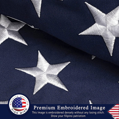 This Folded Memorial Flag American US Cotton Flag 5'x9.5' Premium 100% Cotton For Veteran, Embroidered Stars, Sewn Stripes, 4 Rows of Lock Stitching, Brass Grommets USA Burial Casket Flags