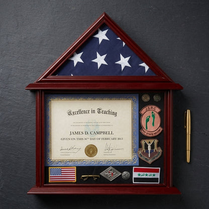 Flag Connection 3'x5' Flag Display Case with Certificate and Document Holder Mango Finish