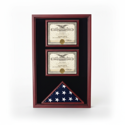 2 Certificates Flag Display case - Fit 3" x 5" Flag.