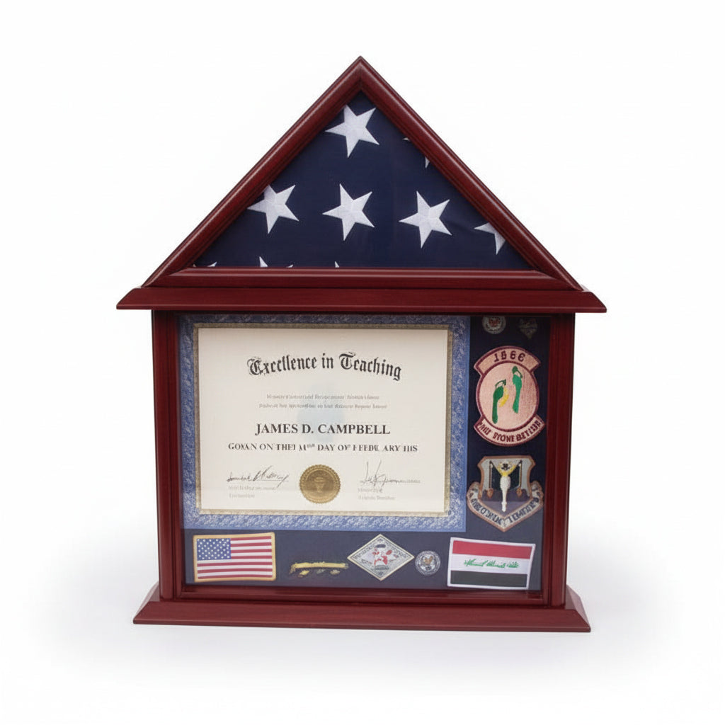 3'x5' Flag Display Case with Certificate and Document Holder Mango Finish