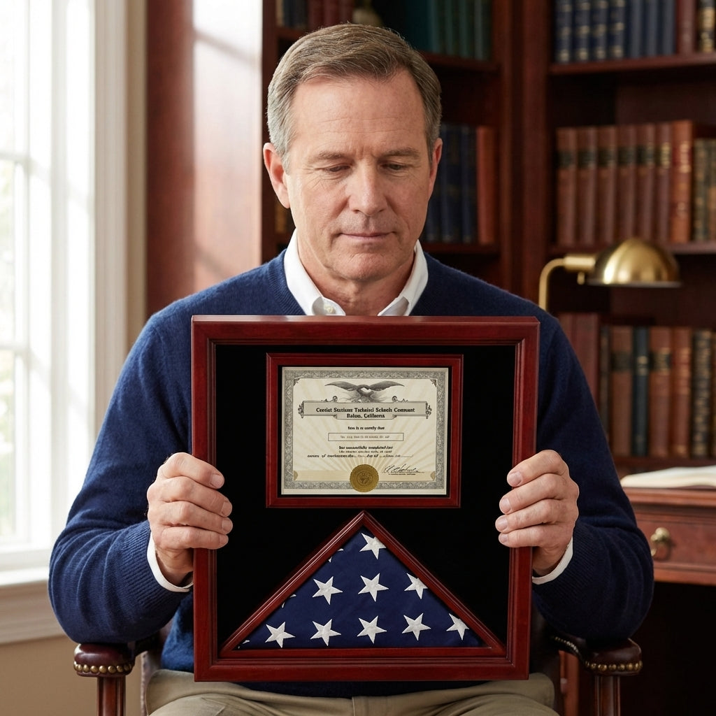 Flag and Document Case - Vertical 8 1/2 x 11 Document - Fit 3" x 5" flag.