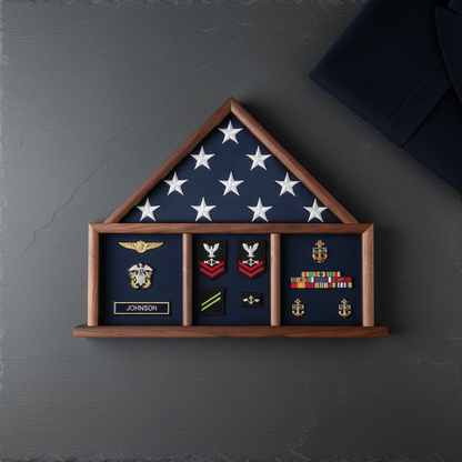 Flag and Memorabilia, Flag Shadow Box, Combination Flag Medal - 3'x5' flag