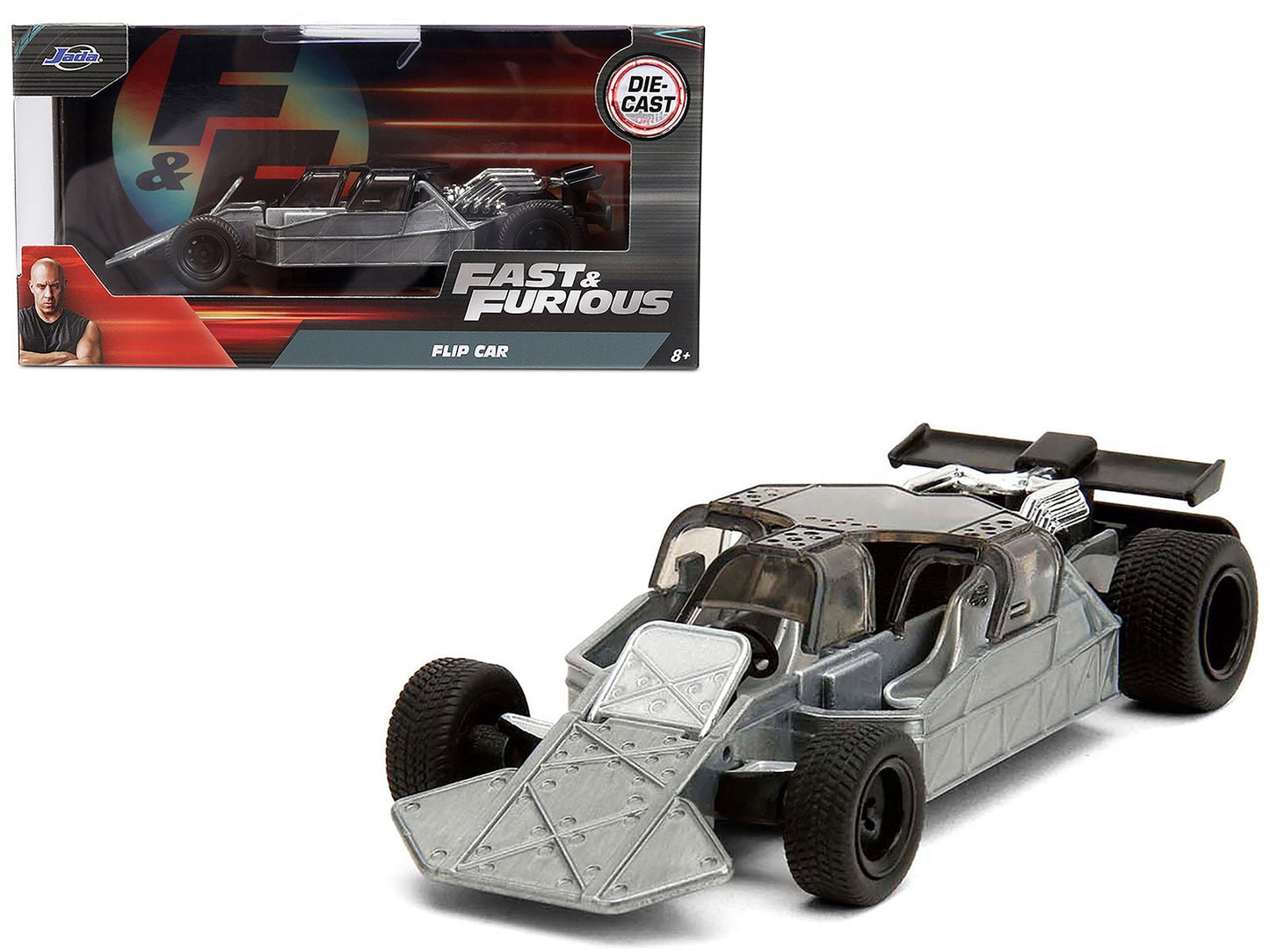 Flip Car Raw Metal "Fast & Furious 6" (2013) Movie "Fast & Furious" Series 1/32 Diecast Model Car by Jada  free shipping USA