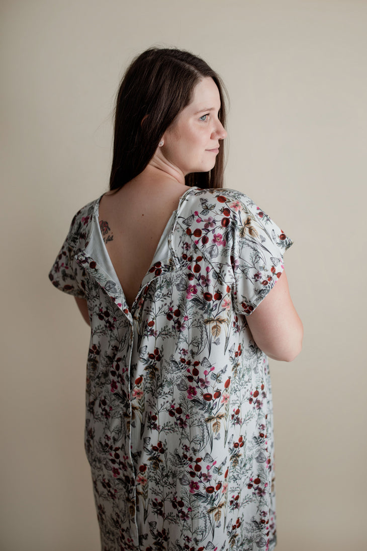 Floral Mommy Labor and Delivery Nursing Hospital Gown by Three Little Tots