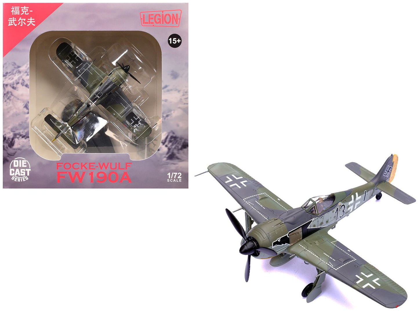 Focke-Wulf Fw 190A Aircraft "Black 13 8./JG 2 Richthofen France" (1943) German Luftwaffe 1/72 Diecast Model Airplane by Legion  free shipping USA