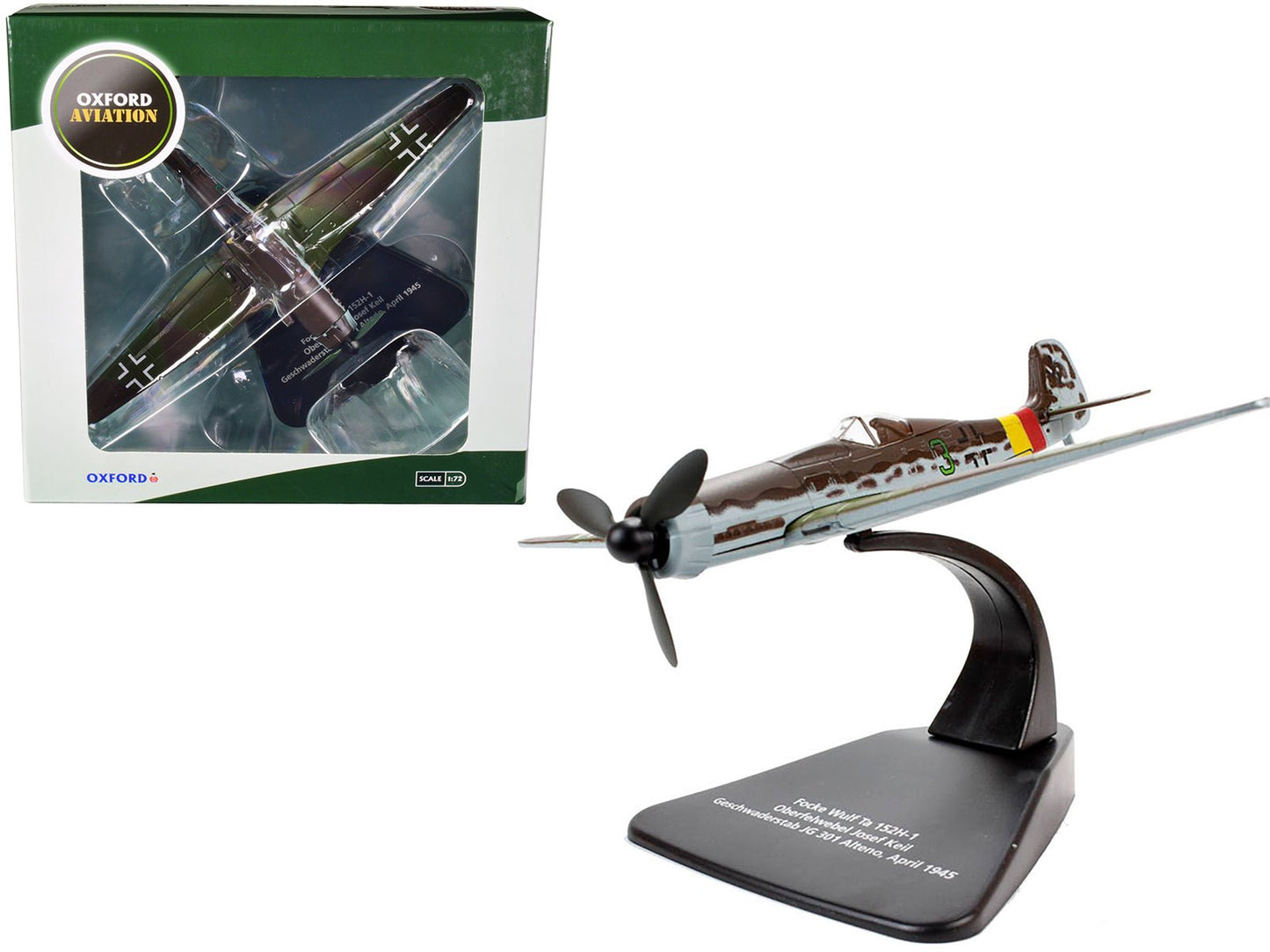 Focke-Wulf Ta 152 H-1 Fighter Plane Pilot: Oberfelwebel Josef Keil Geschwaderstab JG 301 Alteno April (1945) "Oxford Aviation" Series 1/72 Diecast Model Airplane by Oxford Diecast  free shipping USA