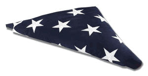Pre-Folded American Flags - Fit 3'x5' American Flag or Fit 5'x9.5' American Casket Flag.