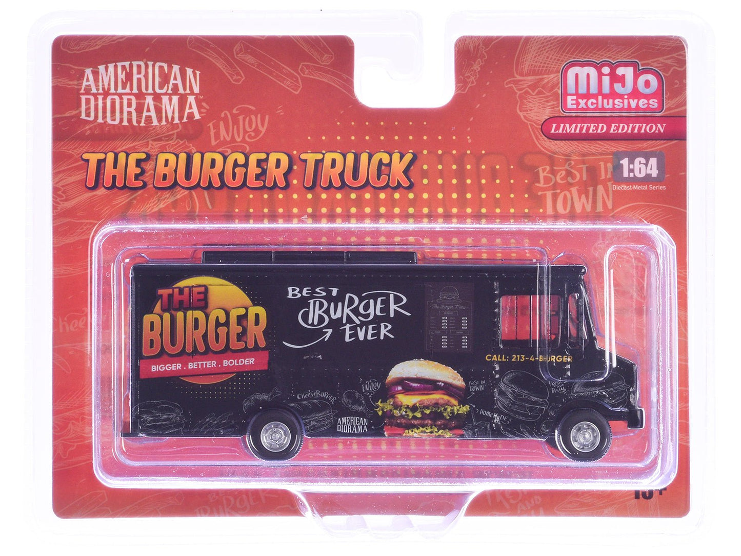 Food Truck "The Burger Truck" Black with Graphics 1/64 Diecast Model by American Diorama  free shipping USA