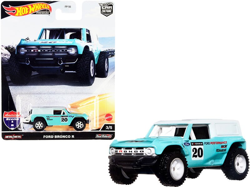 Ford Bronco R #20 Turquoise with White Top "American Scene" "Car Culture" Series Diecast Model Car by Hot Wheels  free shipping USA