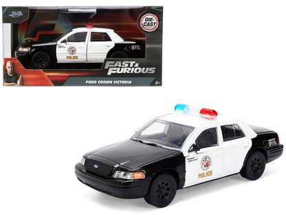 Ford Crown Victoria "LAPD (Los Angeles Police Department) Black and White "The Fast and the Furious" (2001) Movie "Fast & Furious" Series 1/32 Diecast Model Car by Jada  free shipping USA