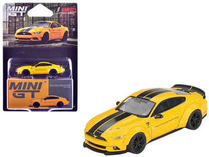 Ford Mustang "LB-Works" Triple Yellow with Black Stripes Limited Edition 1/64 Diecast Model Car by Mini GT  free shipping USA