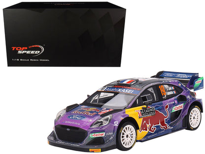 Ford Puma Rally1 #19 Sebastien Loeb - Isabelle Galmiche "M-Sport Ford WRT" Winner "Monte Carlo Rally" (2022) 1/18 Model Car by Top Speed  free shipping USA