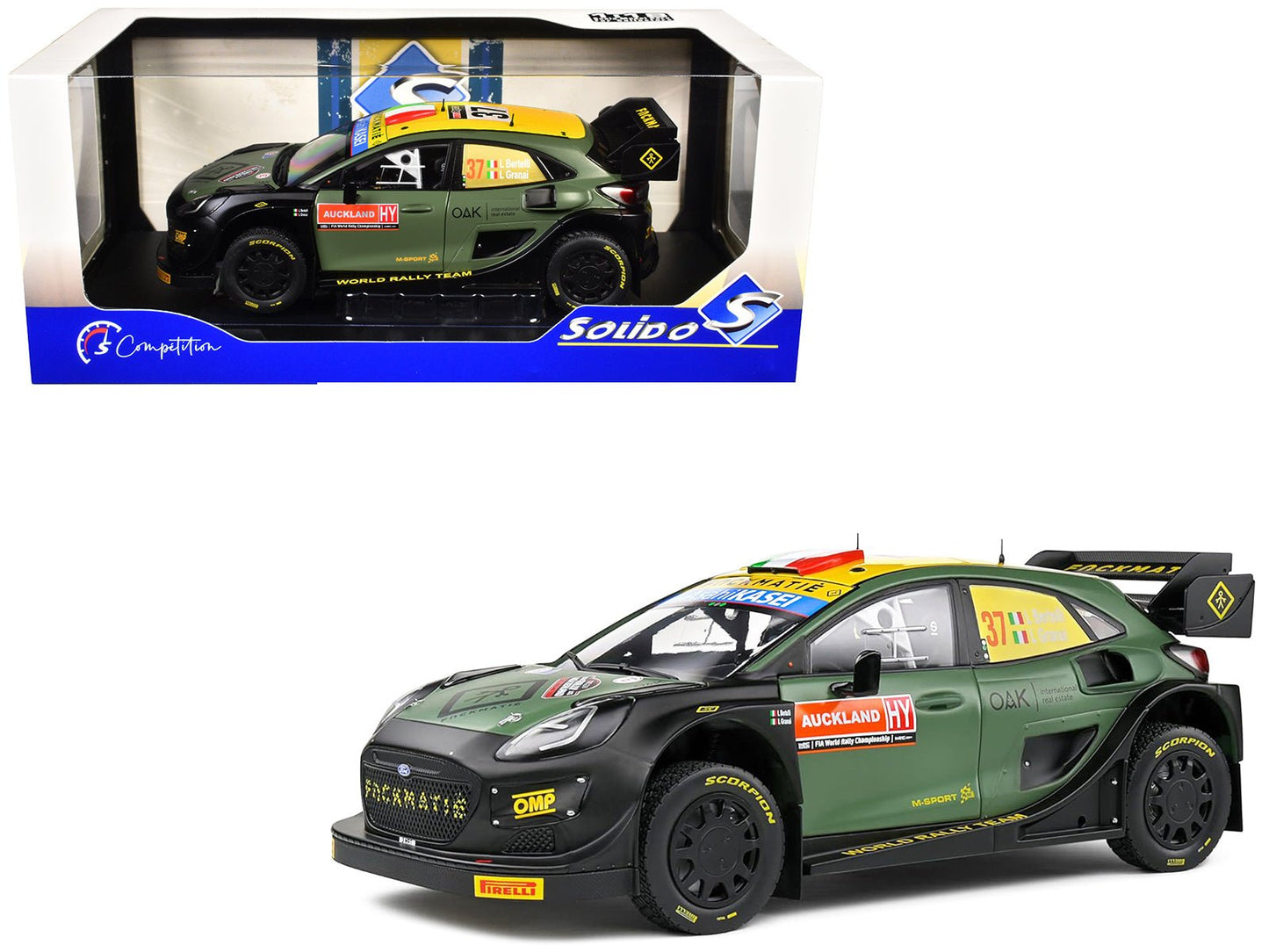 Ford Puma Rally1 Hybrid #37 Lorenzo Bertelli - Lorenzo Granai "Rally New Zealand" (2022) "Competition" Series 1/18 Diecast Model Car by Solido  free shipping USA