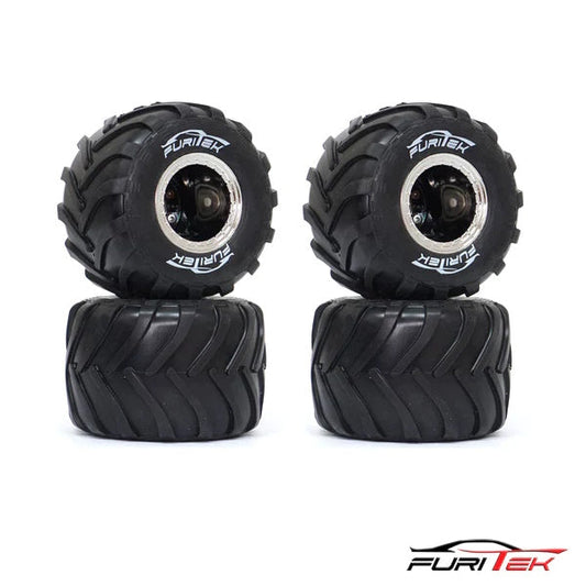 Furitek Micro Monster Truck Mounted Tires (4) (Chrome) (1/24 & 1/18)