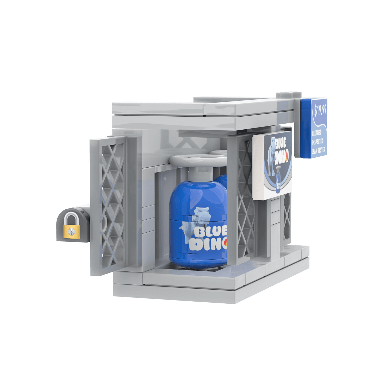 “Blue Dino” Propane Exchange - Gas Station - Minifig Scale Custom Set - Made Using LEGO® Parts