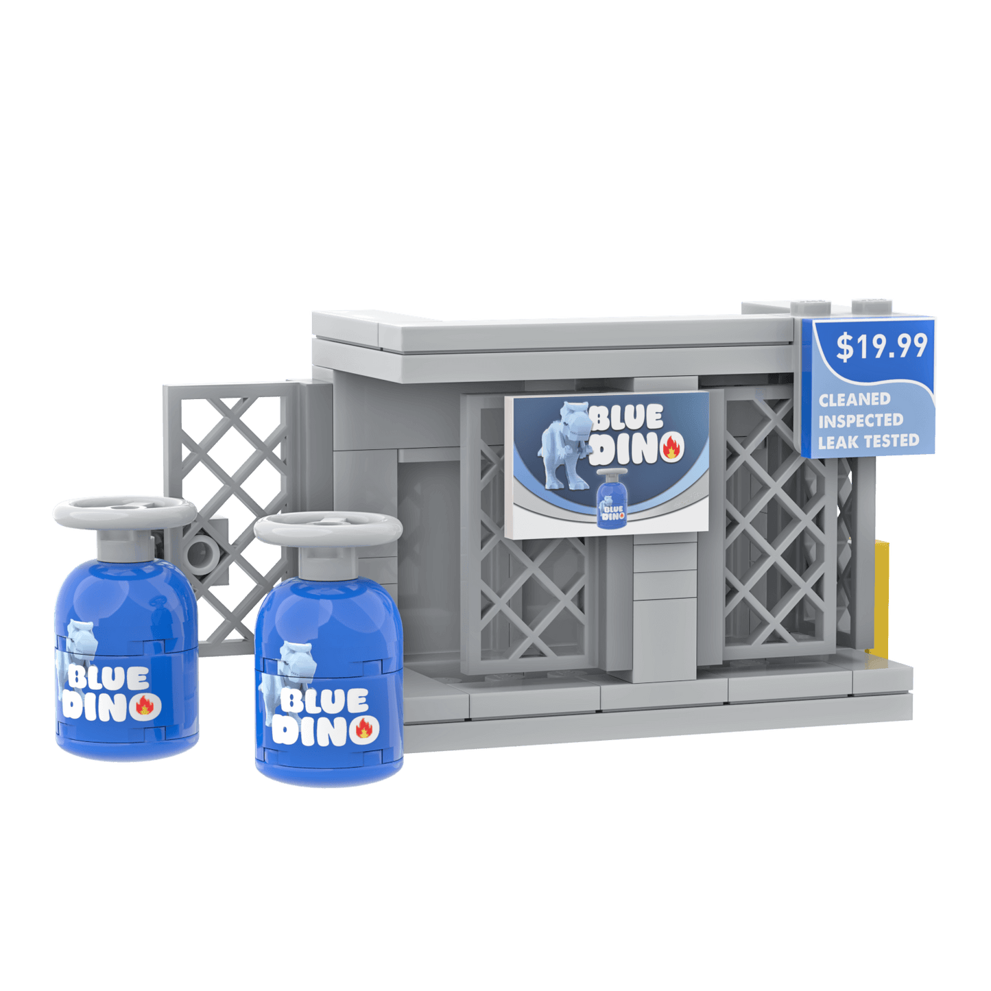 “Blue Dino” Propane Exchange - Gas Station - Minifig Scale Custom Set - Made Using LEGO® Parts