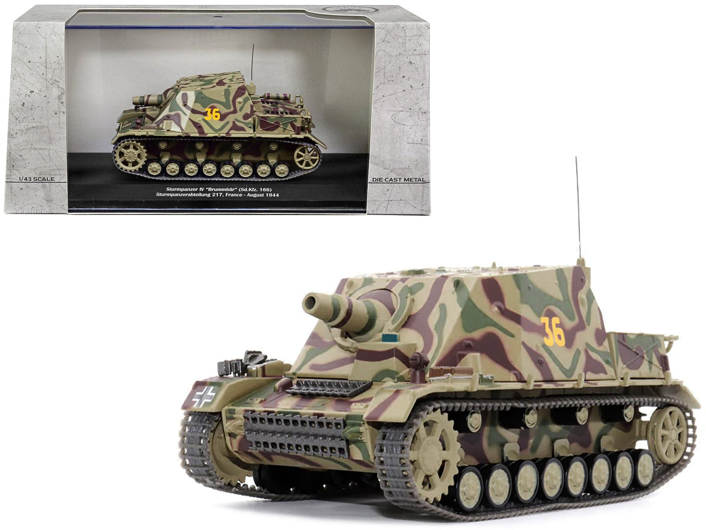 German Sd. Kfz. 166 "Sturmpanzer IV" "Brummbar" #36 "Germany Sturmpanzerabteilung 217 France August 1944" 1/43 Diecast Model by AFVs of WWII  free shipping USA