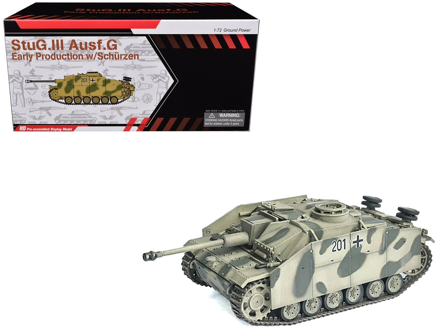 Germany StuG.III Ausf.G Early Production Tank with Schurzen #201 "StuG Brigade 242 Italy" (1943) "NEO Dragon Armor" Series 1/72 Plastic Model by Dragon Models  free shipping USA
