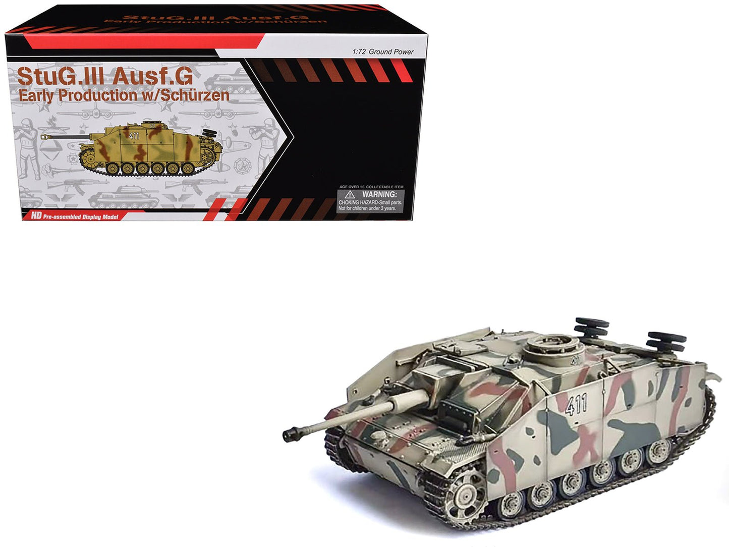 Germany StuG.III Ausf.G Early Production Tank with Schurzen #411 "Panzer Abteilung 115 Italy" (1943) "NEO Dragon Armor" Series 1/72 Plastic Model by Dragon Models  free shipping USA