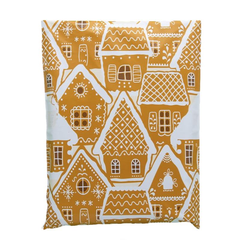 Gingerbread Poly Mailers Size 10x13 Christmas Shipping Bags