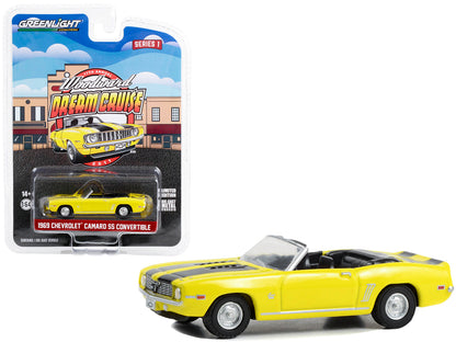 1969 Chevrolet Camaro SS Convertible Yellow with Black Stripes "17th Annual Woodward Dream Cruise Featured Heritage Vehicle" (2011) "Woodward Dream Cruise" Series 1 1/64 Diecast Model Car by Greenlight  free shipping USA