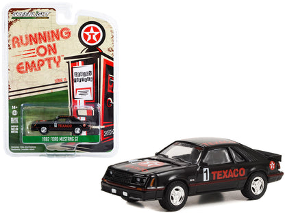 1982 Ford Mustang GT #1 Black "Texaco" "Running on Empty" Series 15 1/64 Diecast Model Car by Greenlight  free shipping USA