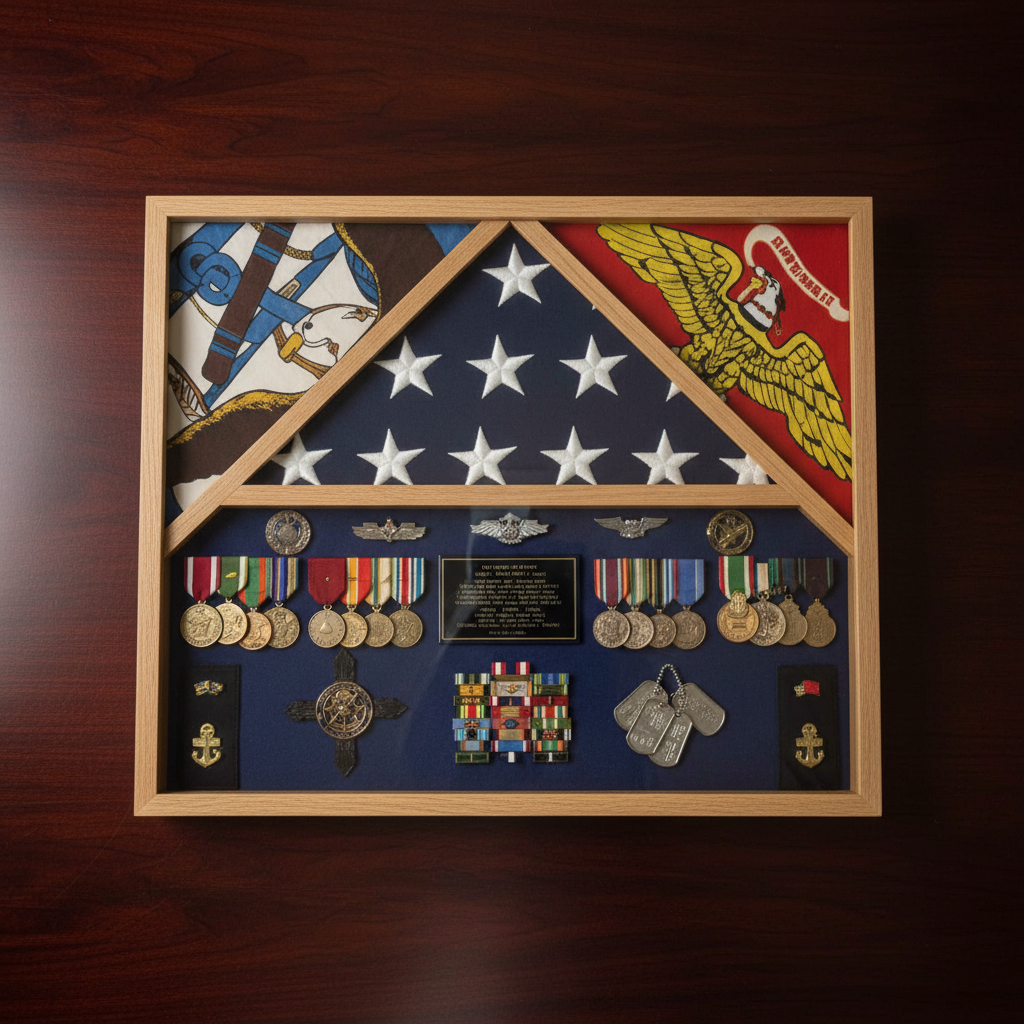 Flag Shadow case, 3 Flag Military Shadow Box hold 3'x5' each flag