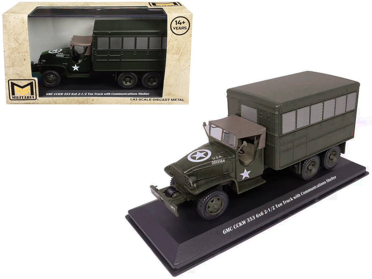 GMC CCKW 353 6x6 2-1/2 Ton Truck with Communications Shelter Olive Drab "United States Army" 1/43 Diecast Model by Militaria Die Cast  free shipping USA