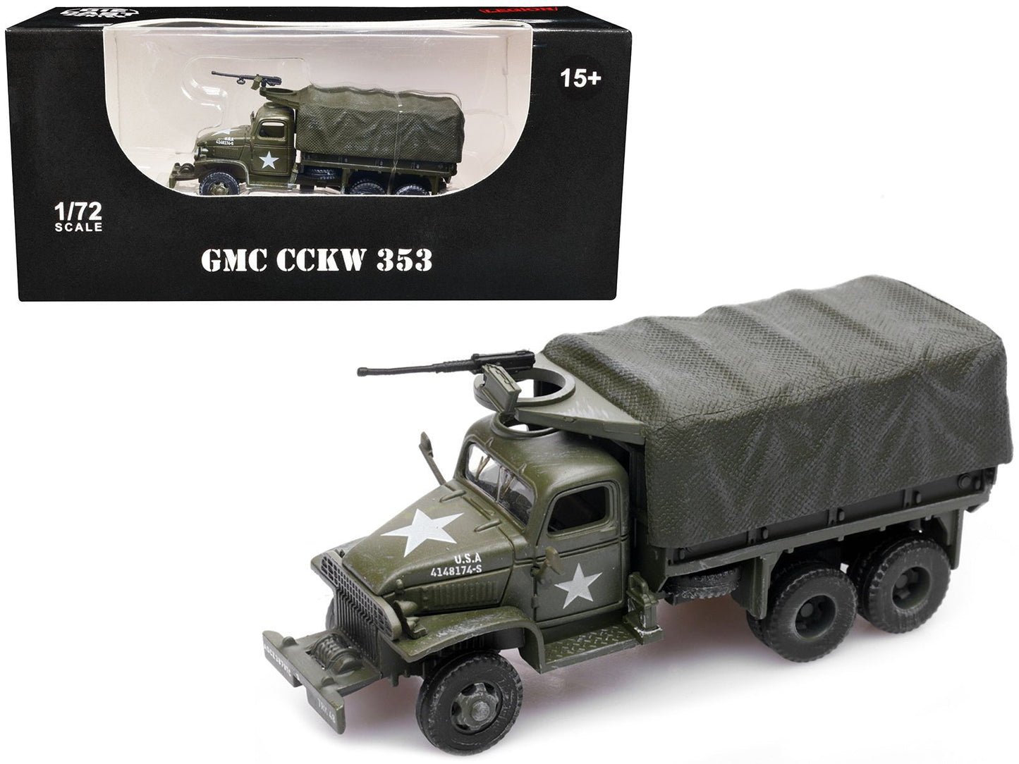 GMC CCKW 353 Truck With Mounted Gun Olive Drab "4148174-S" US Army World War II 1/72 Diecast Model by Legion  free shipping USA