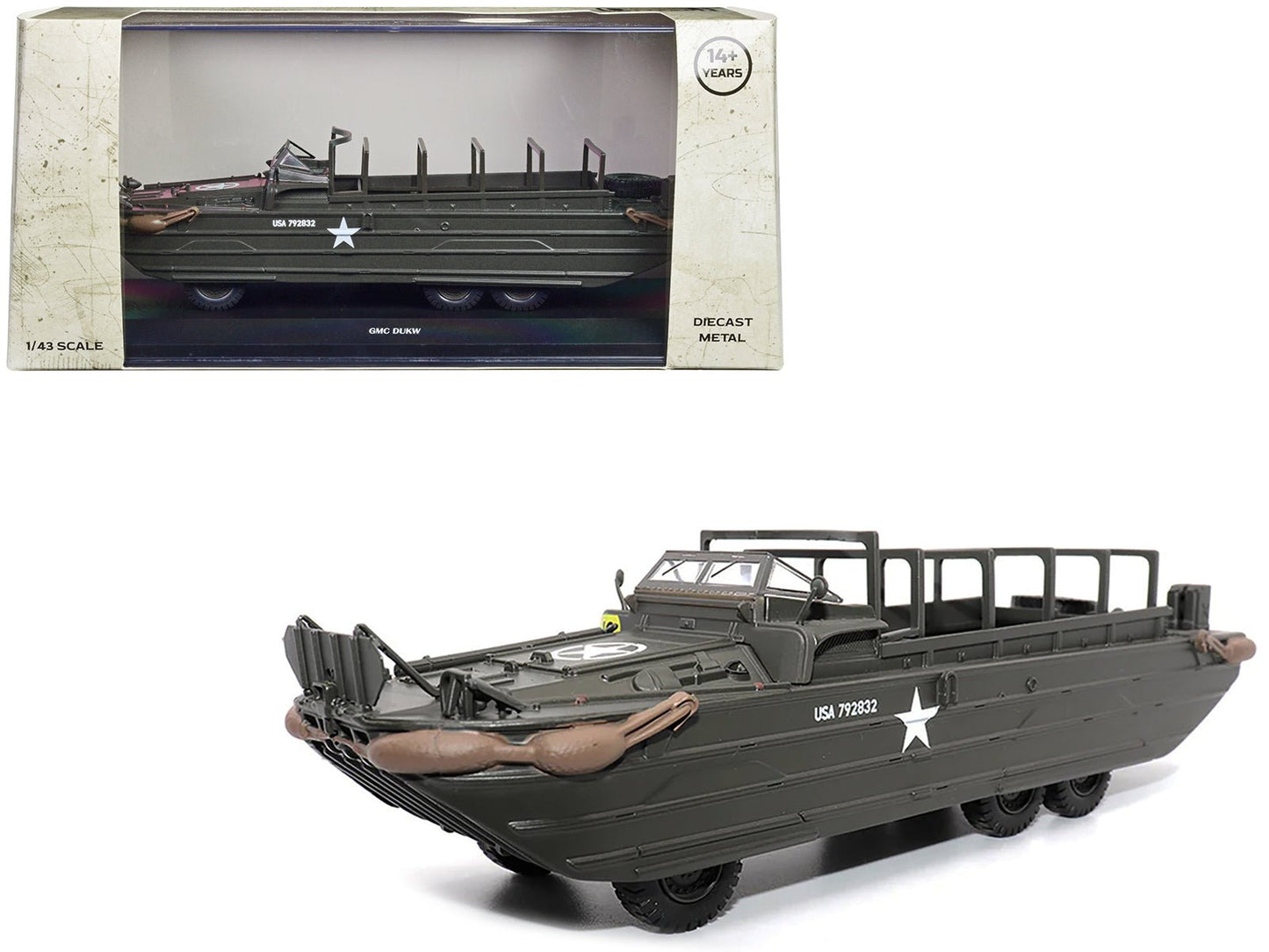 GMC DUKW Amphibious Vehicle Olive Drab "United States Army" 1/43 Diecast Model by Militaria Die Cast  free shipping USA