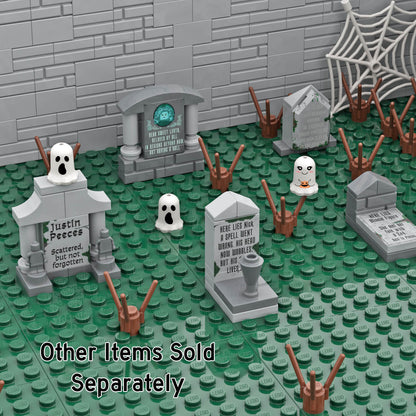 "Justin Peeces" Tombstone - Halloween Gravestone  MOC - Custom Printed - Made Using LEGO® Parts