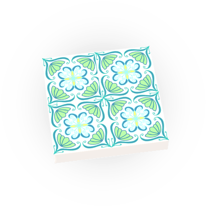 Green Floral Spanish Wall & Floor Tile - Custom Printed - Made Using a LEGO® Part