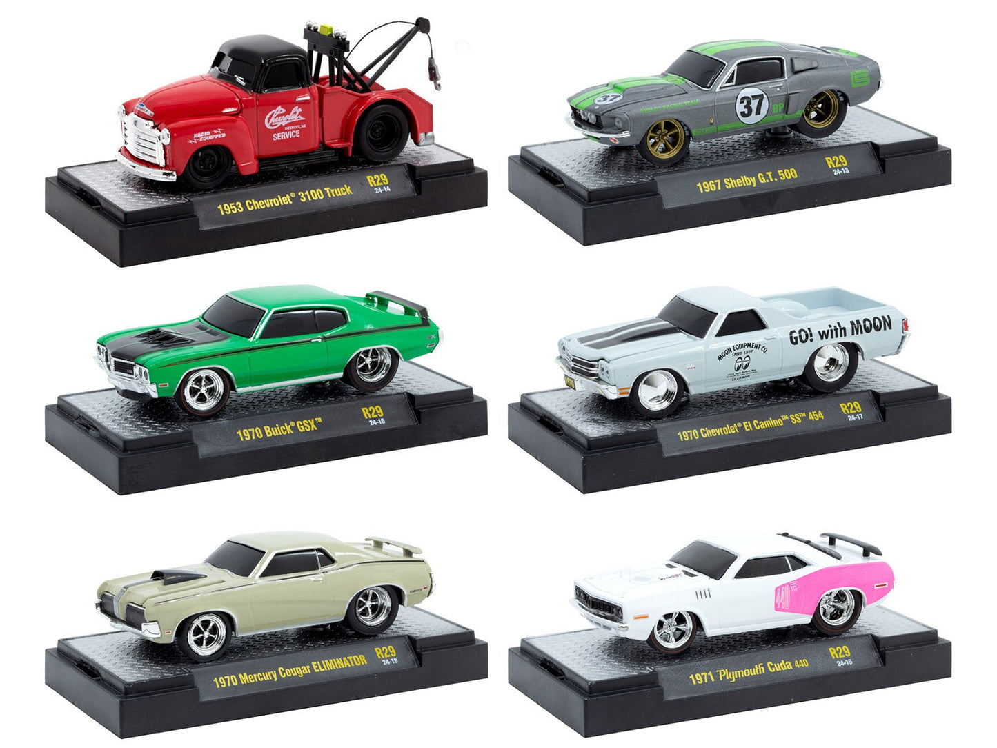 "Ground Pounders" 6 Cars Set Release 29 IN DISPLAY CASES Limited Edition 1/64 Diecast Model Cars by M2 Machines  free shipping USA