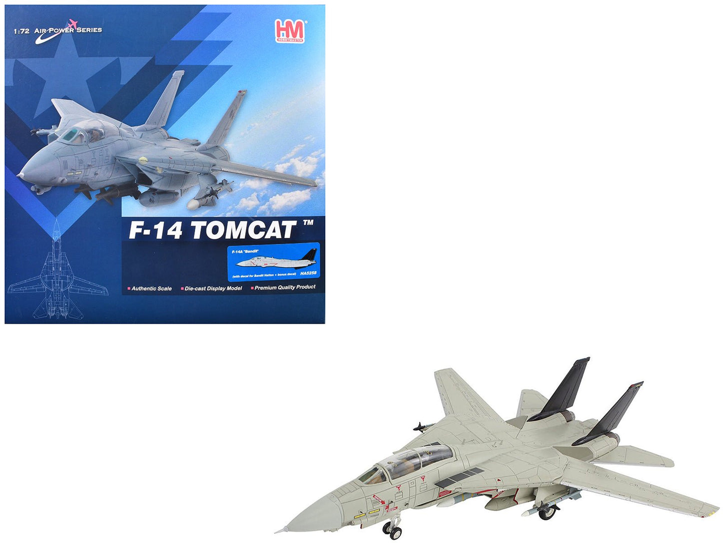 Grumman F-14A Tomcat Fighter Aircraft "Bandit Rogue Nation" United States Navy "Air Power Series" 1/72 Diecast Model by Hobby Master  free shipping USA
