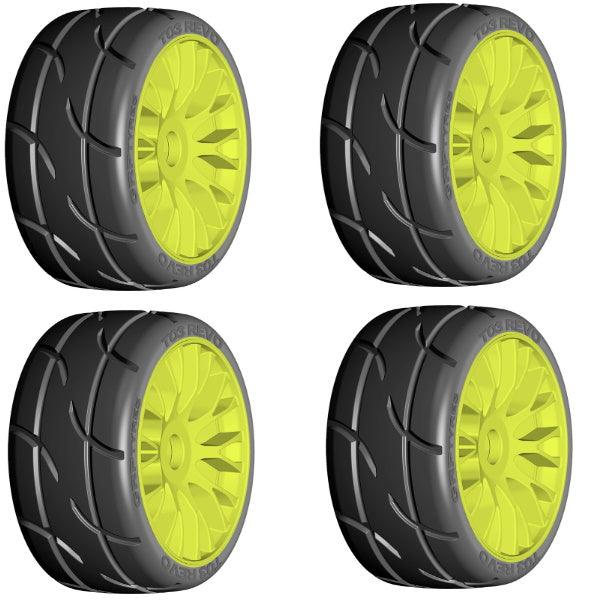 GRP GTY03-XM2 1/8 GT T03 REVO XM2 SuperSoft Mounted Tires (4) Yellow