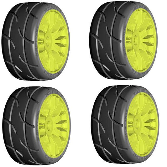 GRP GTT03-XB1 1/8 GT T03 REVO UltraSoft Mounted Tires Wheels (4) Yellow