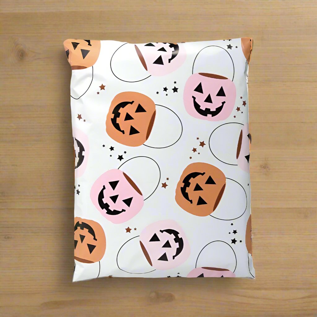 Halloween Pumpkin Poly Mailers Size 6x9 Trick or Treat Shipping Bags